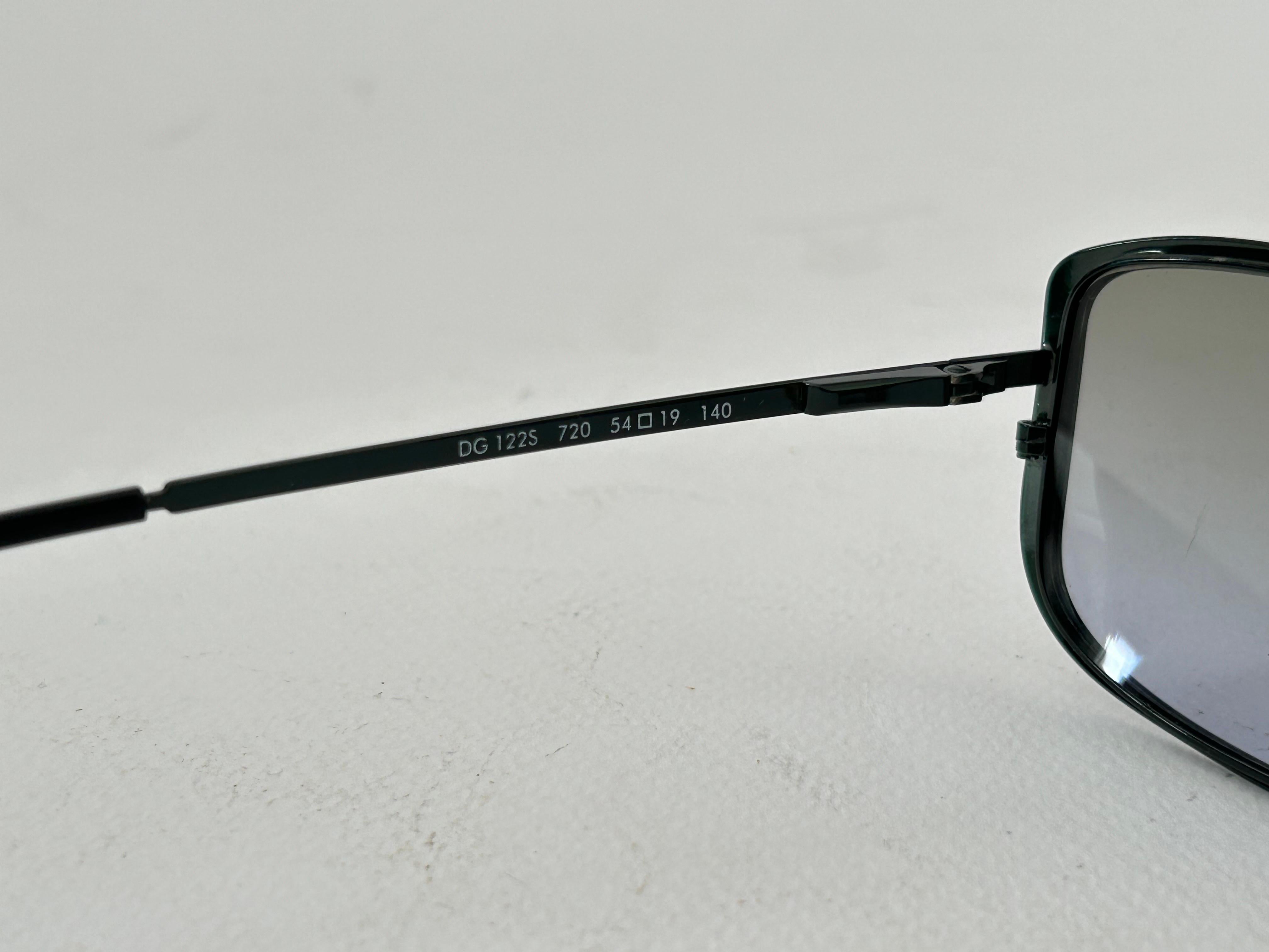 Dolce & Gabbana Vintage Square Sunglasses Green Metal 2000s For Sale 1