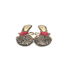 Sandali mules slip-on Dolce & Gabbana Vintage Primavera/Estate 2005 con tacco basso a forma di cuore in pelle di pitone, taglia 41