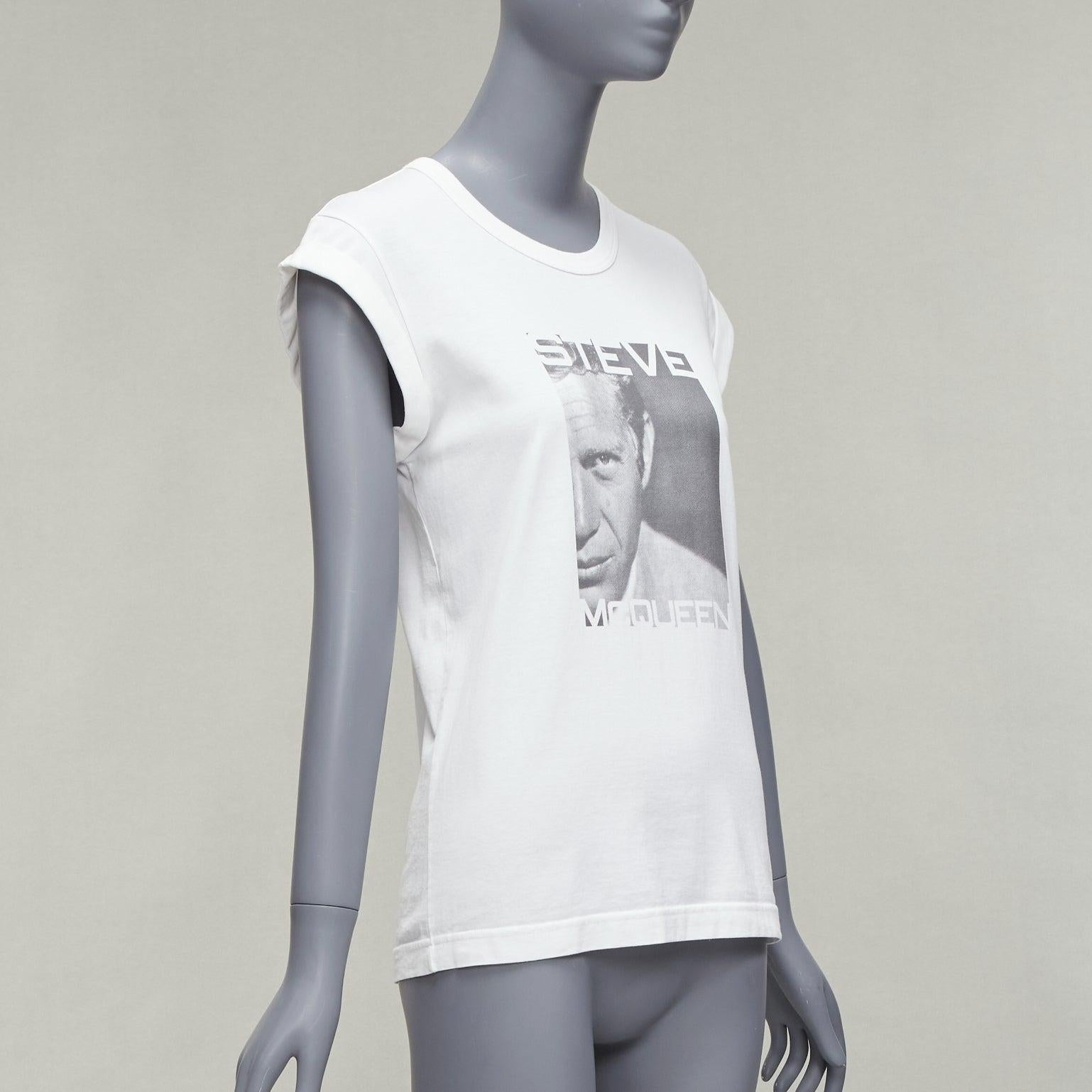 DOLCE GABBANA Vintage Steve Mcqueen grey photo print cap sleeve tshirt IT40 S In Good Condition For Sale In Hong Kong, NT