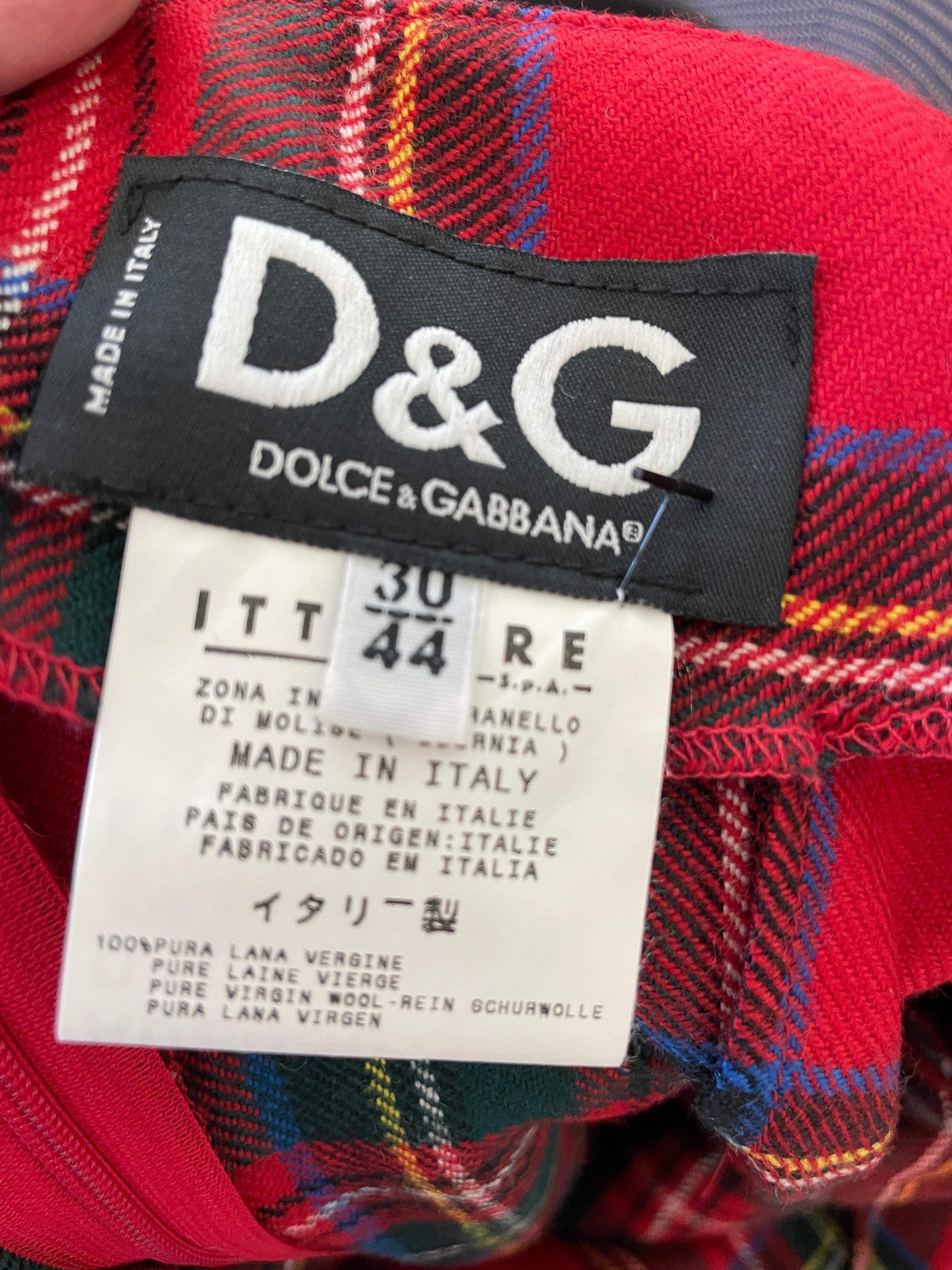 Dolce & Gabbana Vintage beschlagenes rotes Schottenkleid für D&G 5