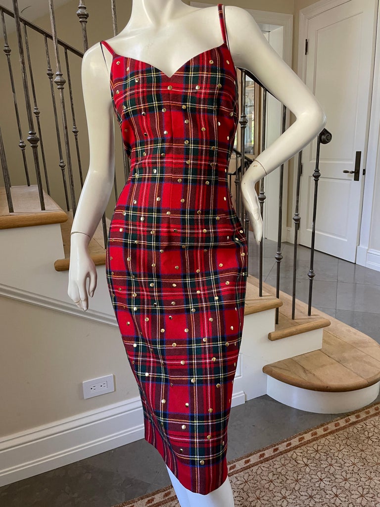 open lace back dress Tartan Crimson Tie Sleeve Longline Dress