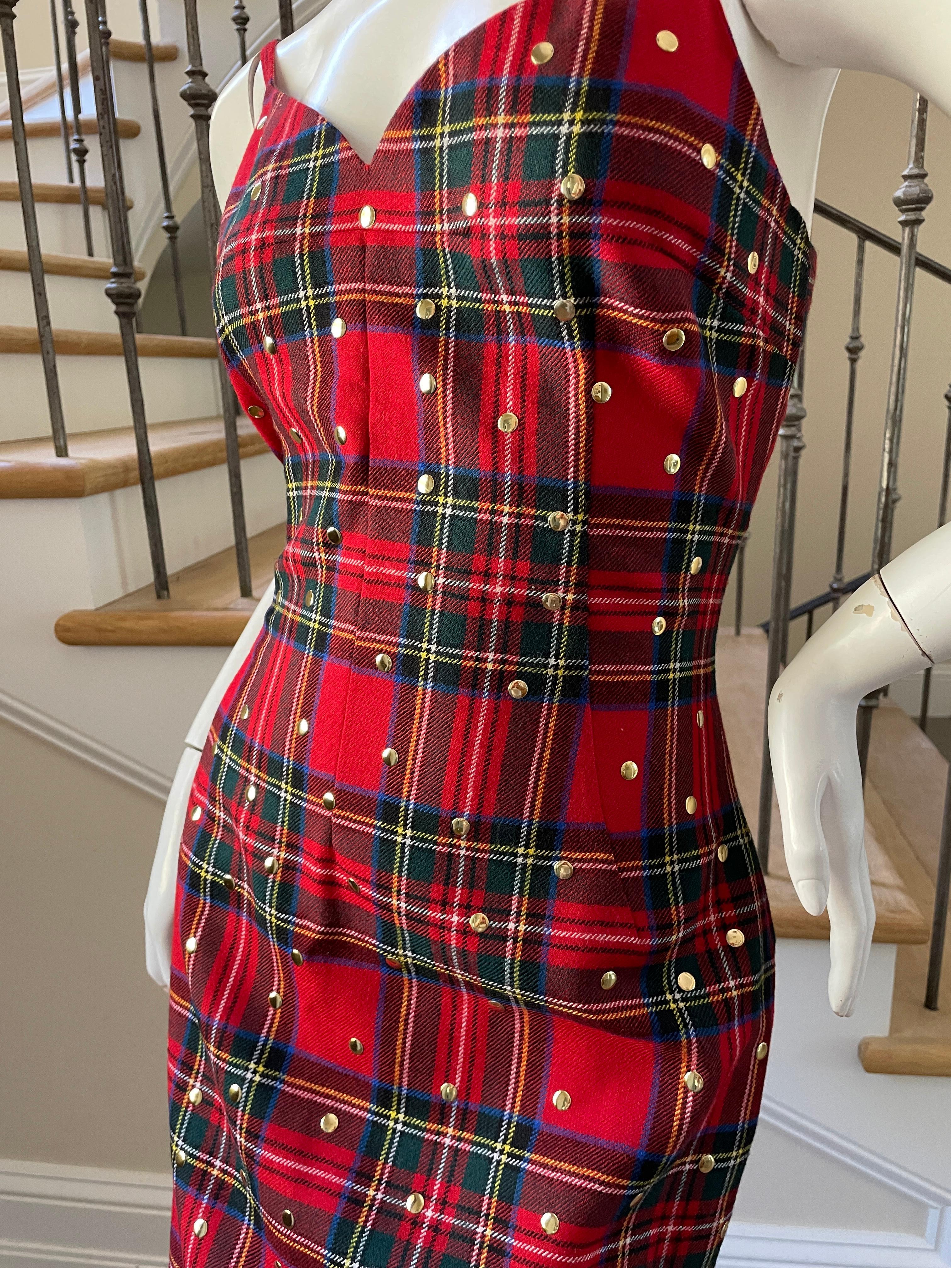 Dolce & Gabbana Vintage beschlagenes rotes Schottenkleid für D&G 1