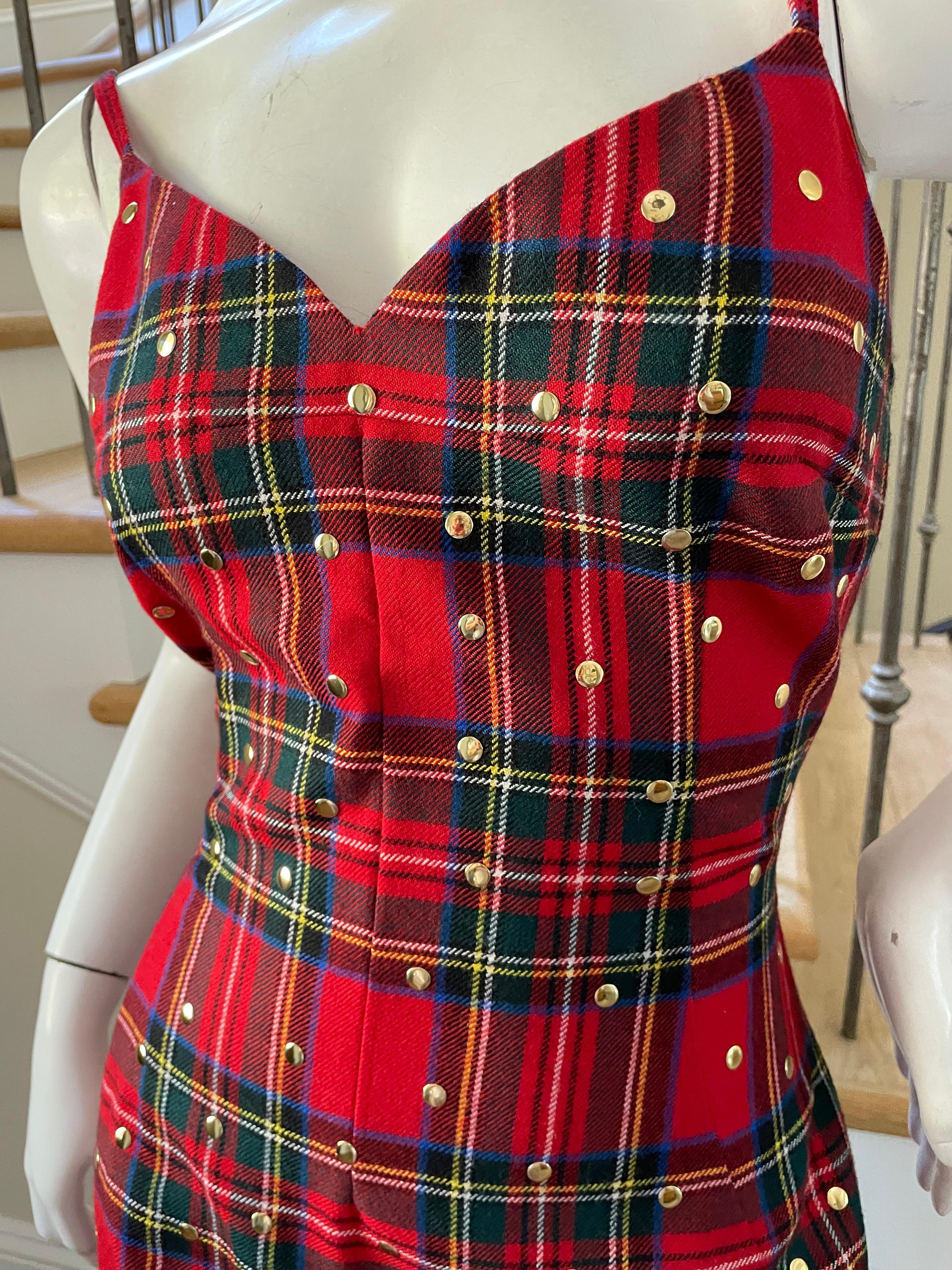 Women's Dolce & Gabbana Vintage Studded Red Tartan Dress for D&G