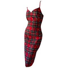 Dolce & Gabbana Vintage Studded Red Tartan Dress for D&G