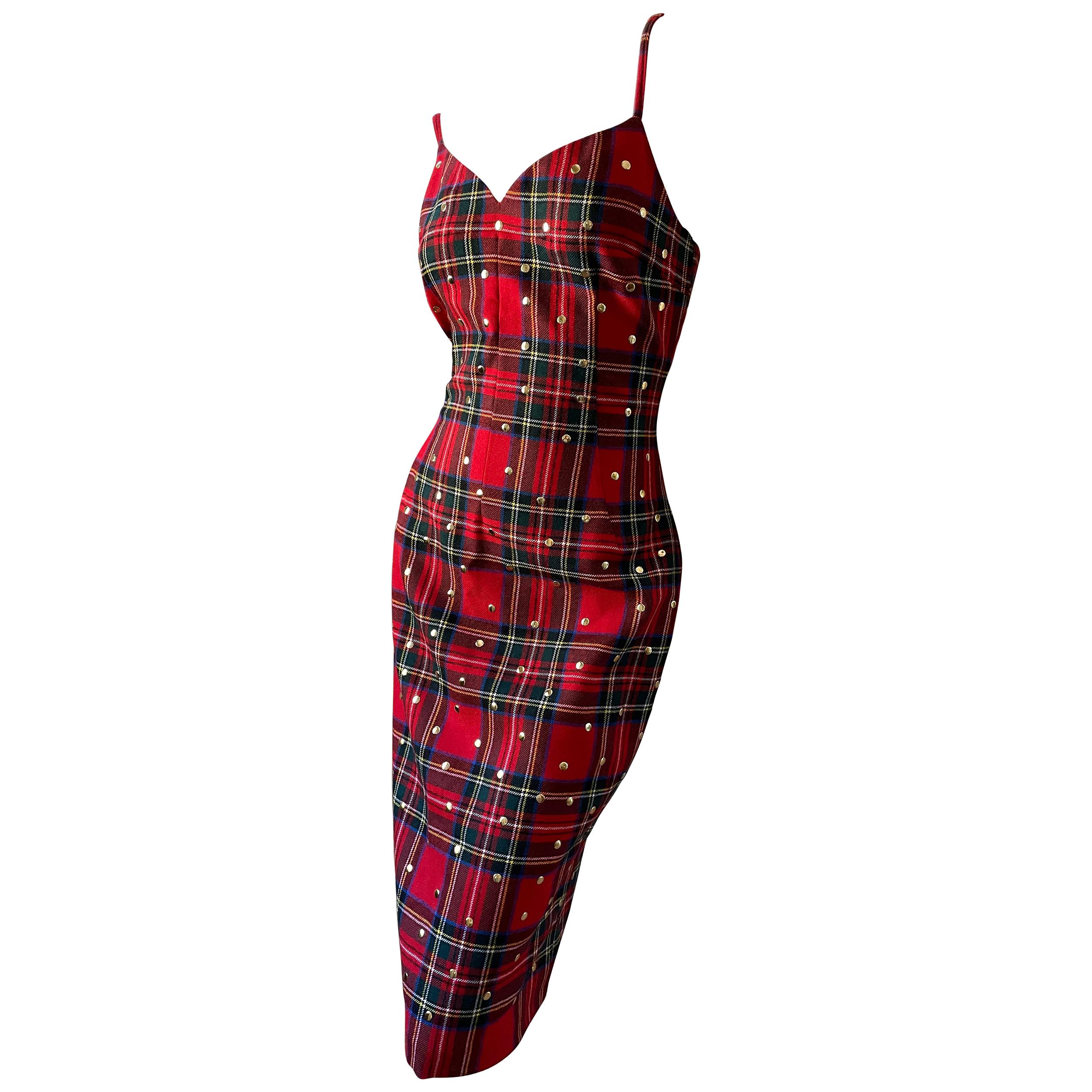 Dolce & Gabbana Red Rose Tartan Dress