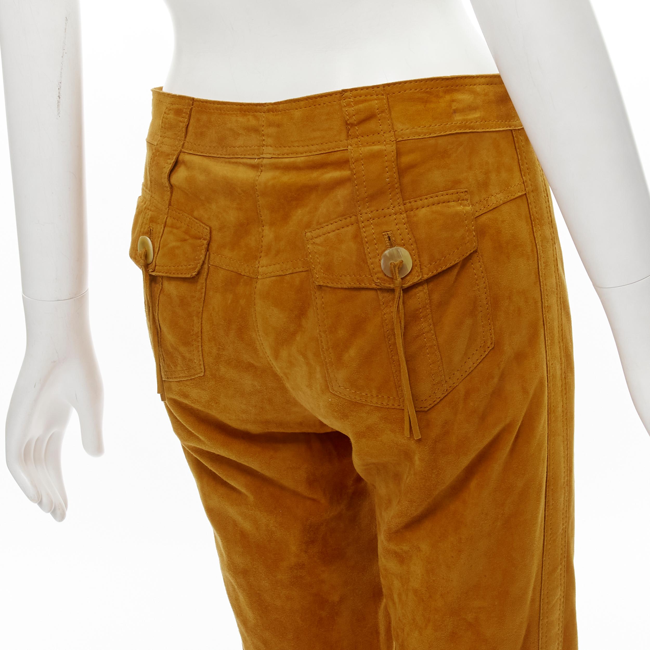 DOLCE GABBANA Vintage tan brown suede leather tassel button pants IT38 XS For Sale 1