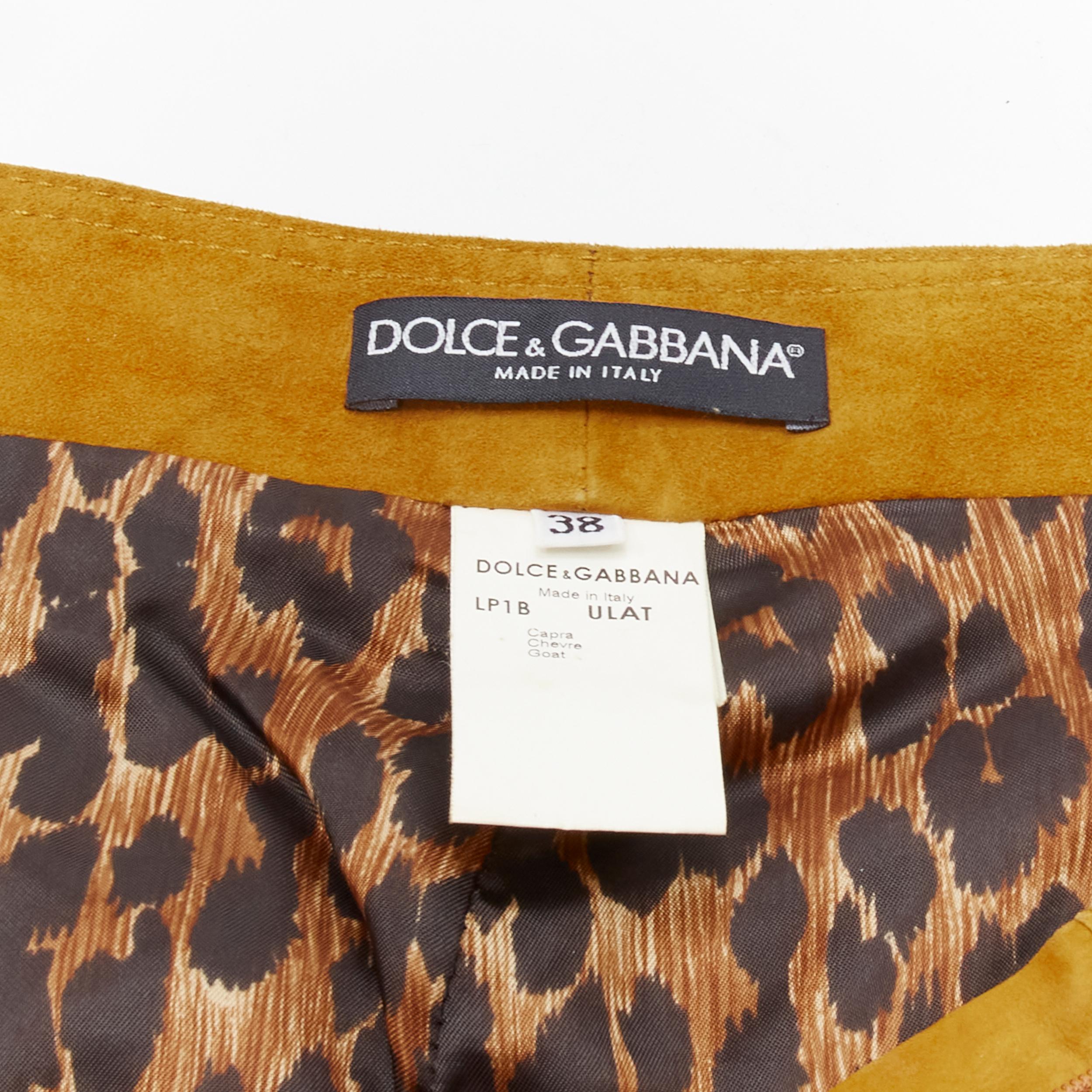 DOLCE GABBANA Vintage tan brown suede leather tassel button pants IT38 XS For Sale 3