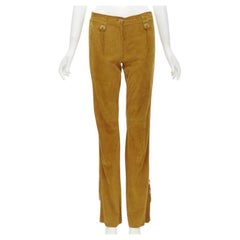 DOLCE GABBANA Vintage tan brown suede leather tassel button pants IT38 XS