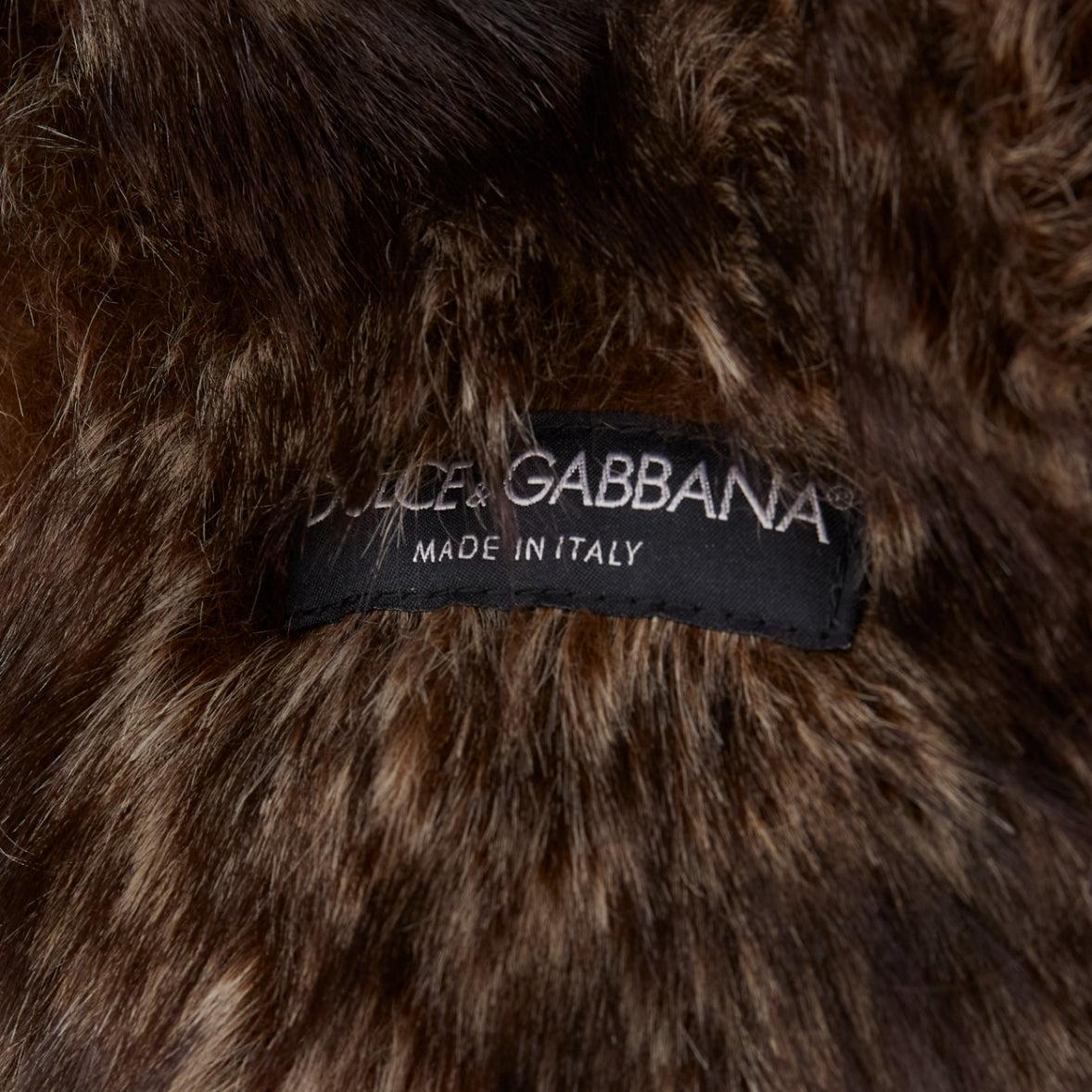 DOLCE GABBANA Vintage tan fur genuine sheepskin fur hooded toggle coat IT38 XS For Sale 6