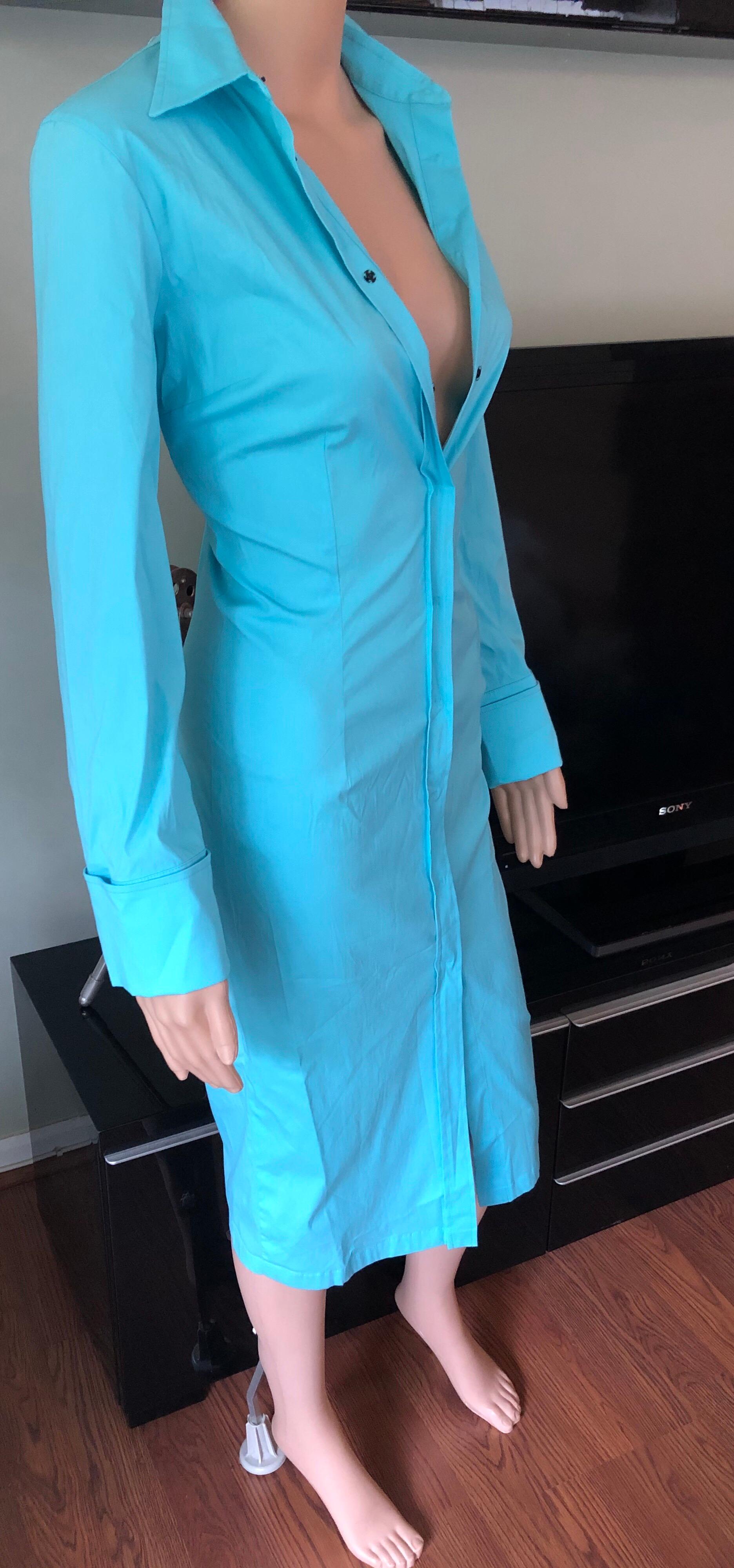 turquoise shirt dress