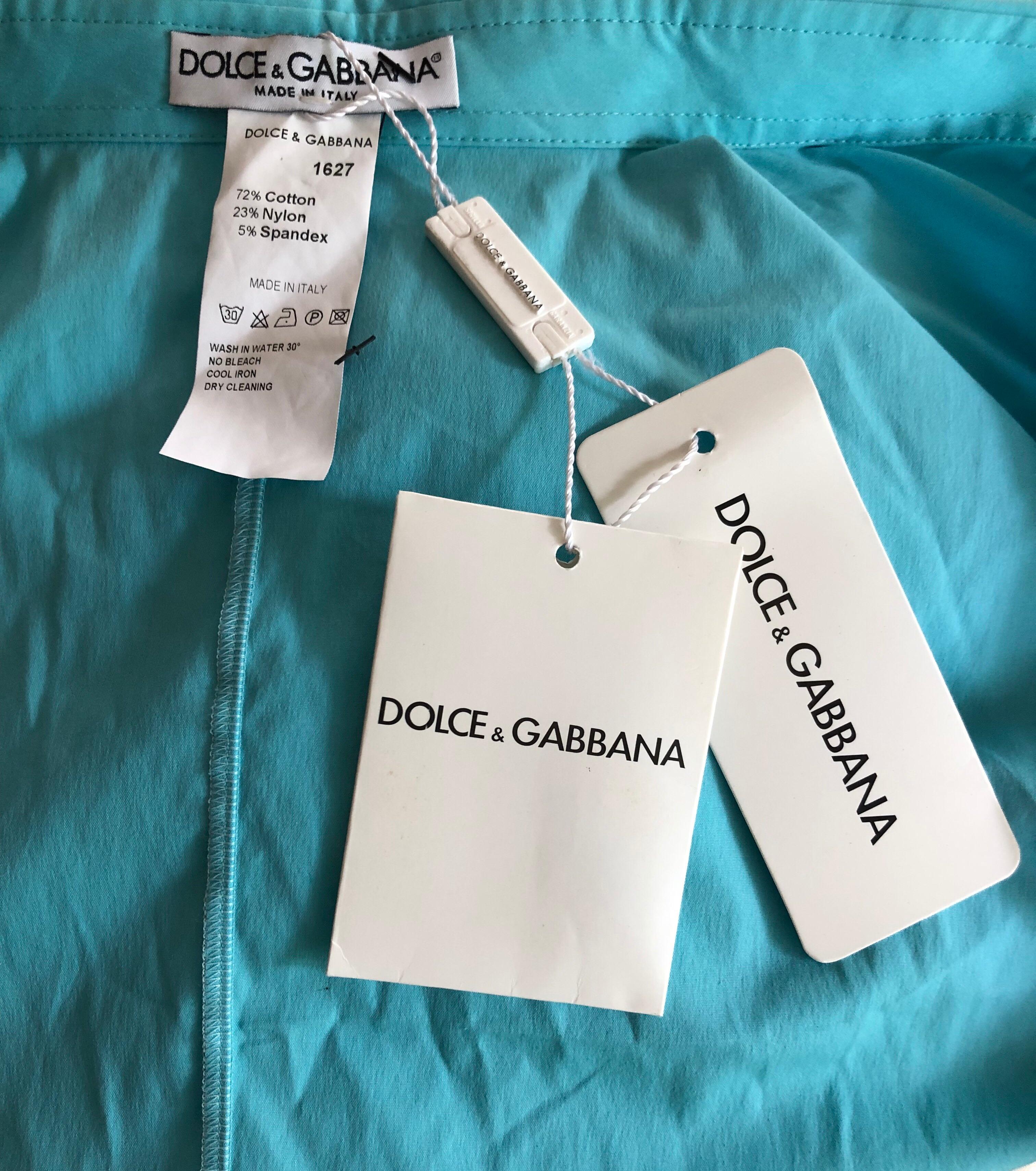 Women's Dolce & Gabbana Vintage Turquoise Buttoned Midi Shirt Dress