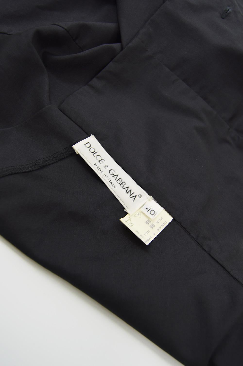 Dolce & Gabbana Vintage Ultra Long Sleeves Black Silk Bodice Top, 1990s For Sale 2