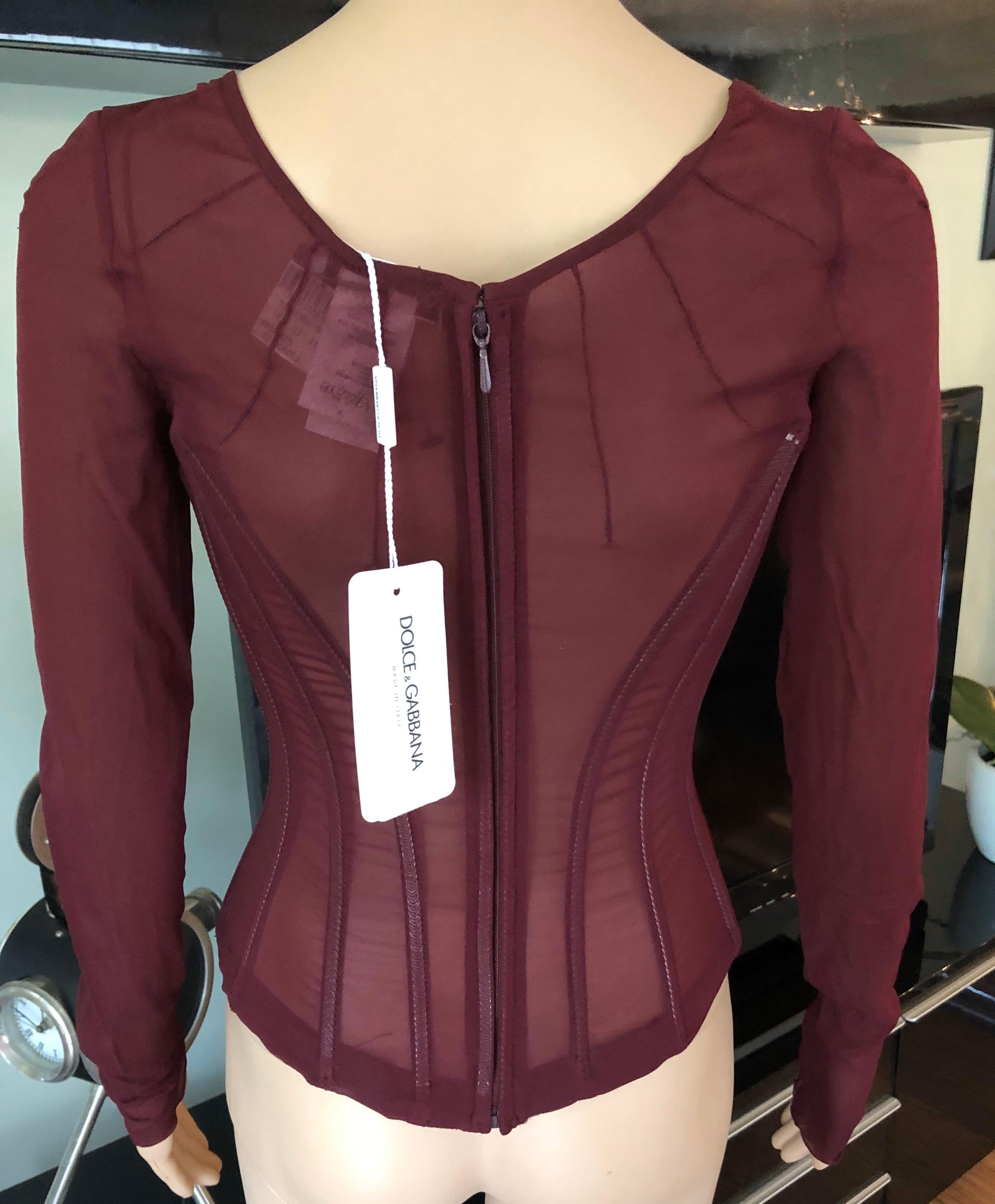 Dolce & Gabbana Vintage ungetragenes Korsett-Oberteil aus reiner Seide im Zustand „Hervorragend“ im Angebot in Naples, FL