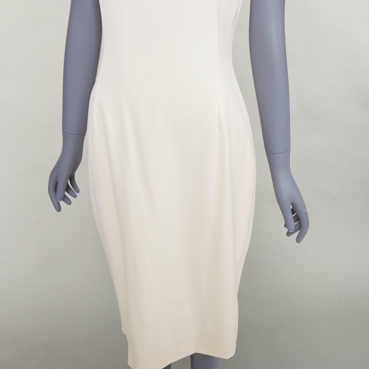 DOLCE GABBANA Robe fourreau à encolure dégagée en laine vierge mélangée vintage IT44 L en vente 2