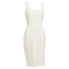 DOLCE GABBANA Robe fourreau à encolure dégagée en laine vierge mélangée vintage IT44 L