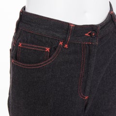 DOLCE GABBANA Vintage viscose red topstitch high waisted straight jeans IT38 XS