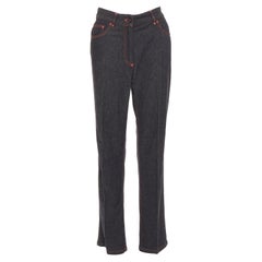 DOLCE GABBANA Vintage viscose red topstitch high waisted straight jeans IT38 XS
