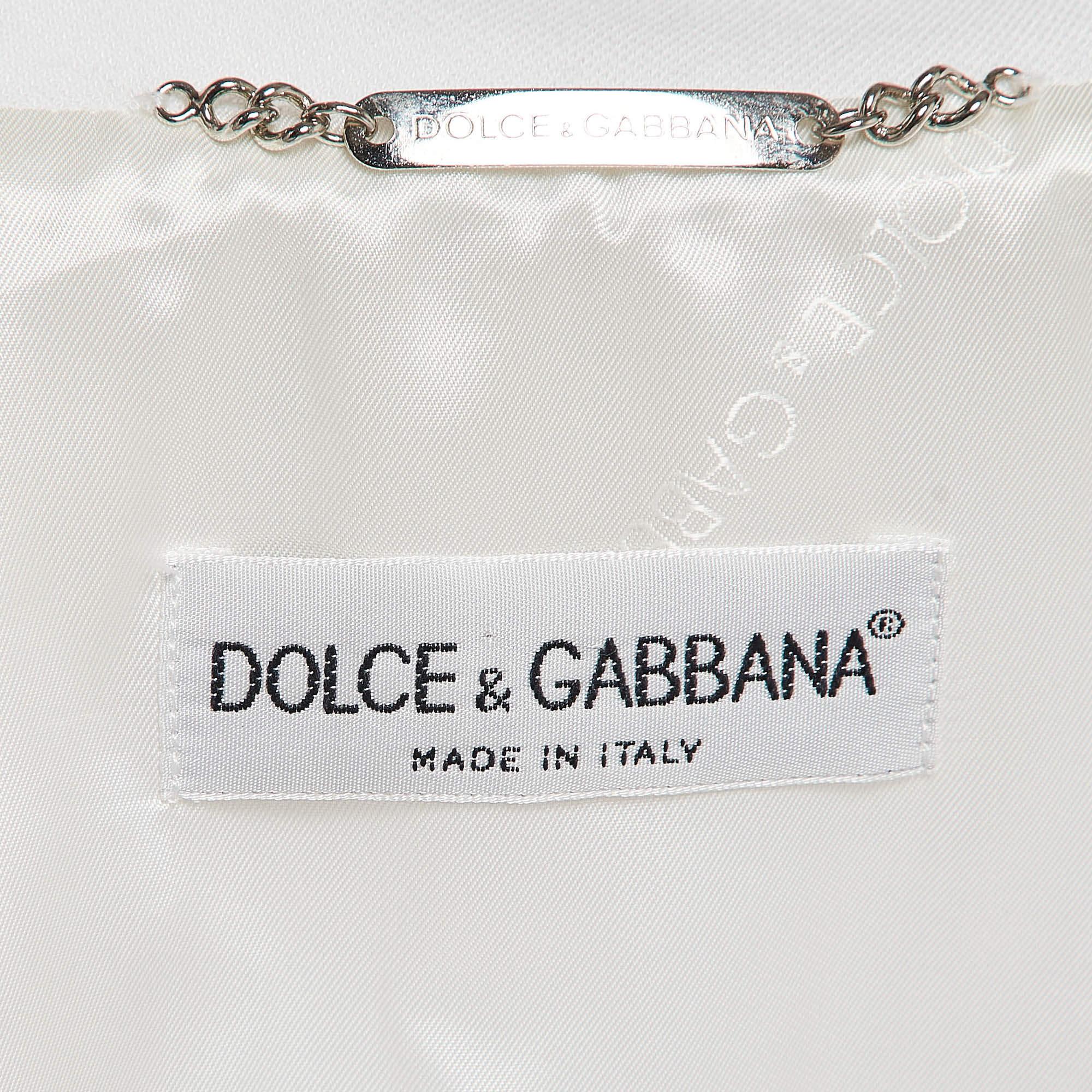 Women's Dolce & Gabbana Vintage White Knit Single Breasted Skirt Suit M