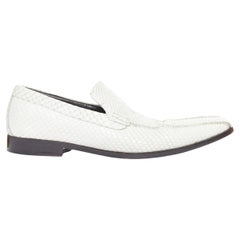 DOLCE GABBANA Scarpe da mocassino vintage in pelle squamata bianca con profili UK6 EU40