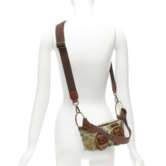 DOLCE GABBANA Vintage Y2K beige textured leather dual buckle boxy shoulder bag