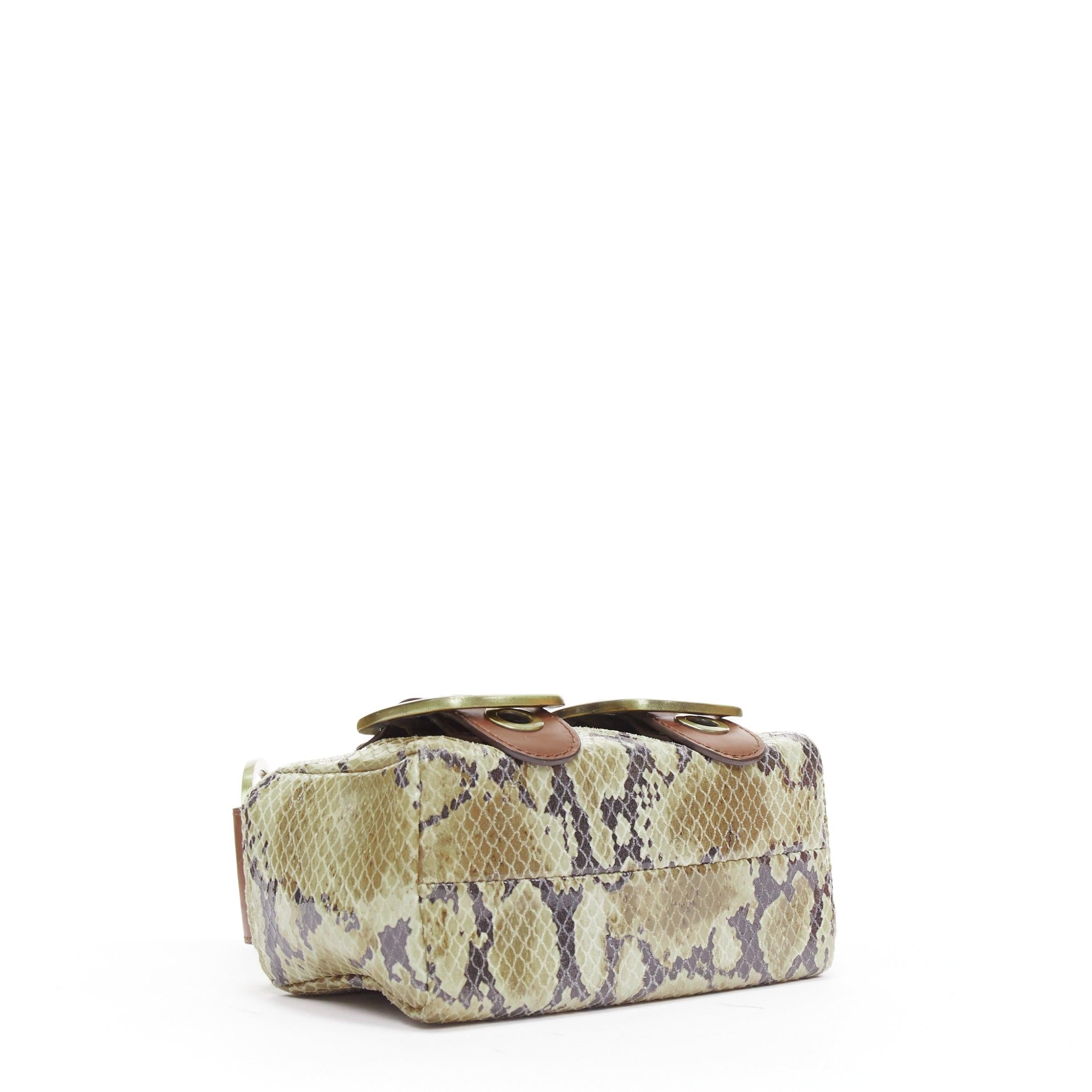 DOLCE GABBANA Vintage Y2K beige textured leather dual buckle boxy shoulder bag 1