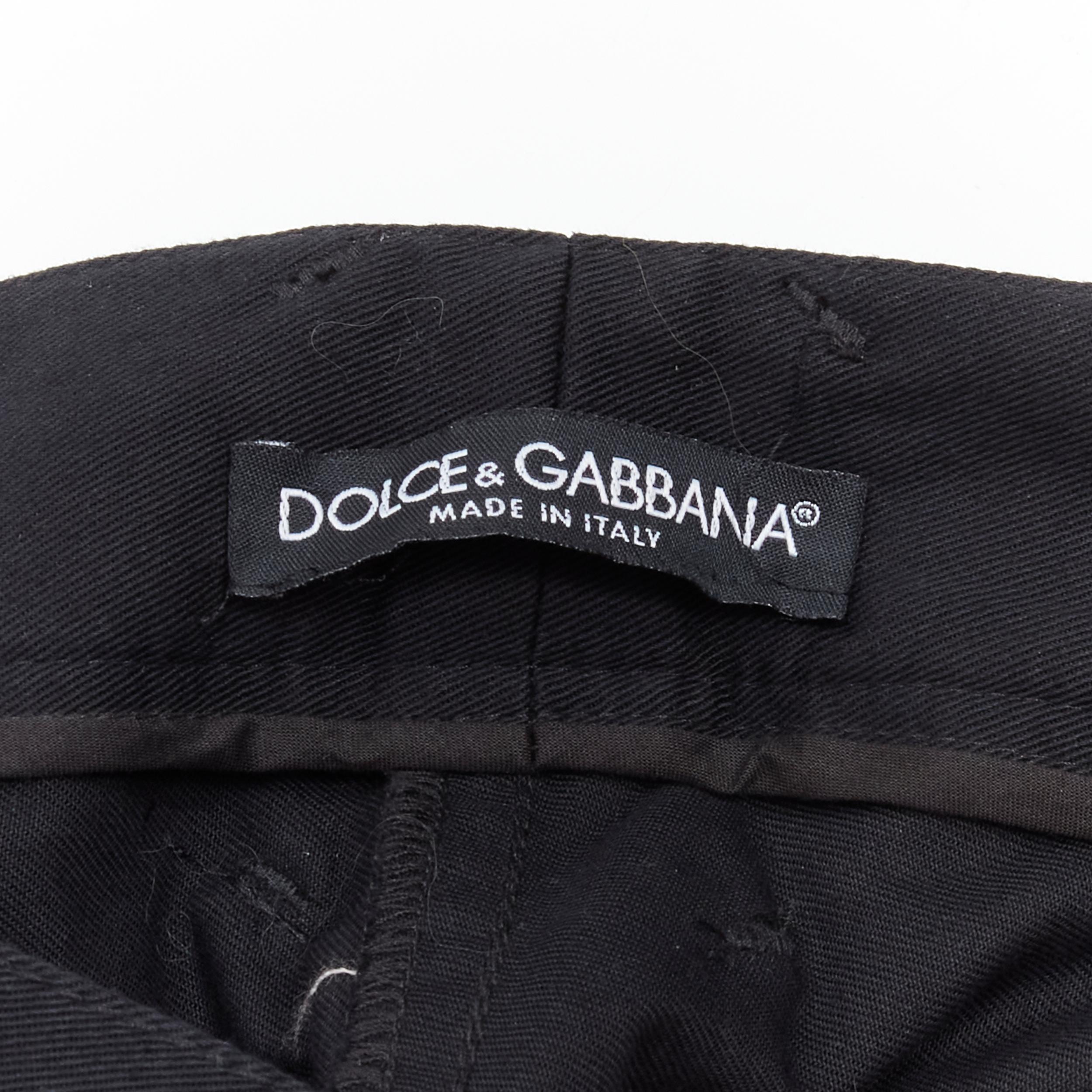 DOLCE GABBANA VIntage Y2K crystal logo flap pocket black cropped pants XS 4