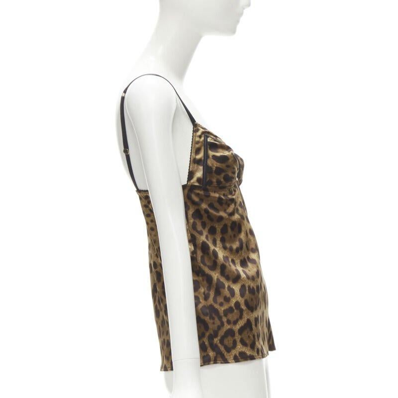 DOLCE GABBANA Vintage Y2K gold DG charm leopard camisole tank top L In Excellent Condition For Sale In Hong Kong, NT