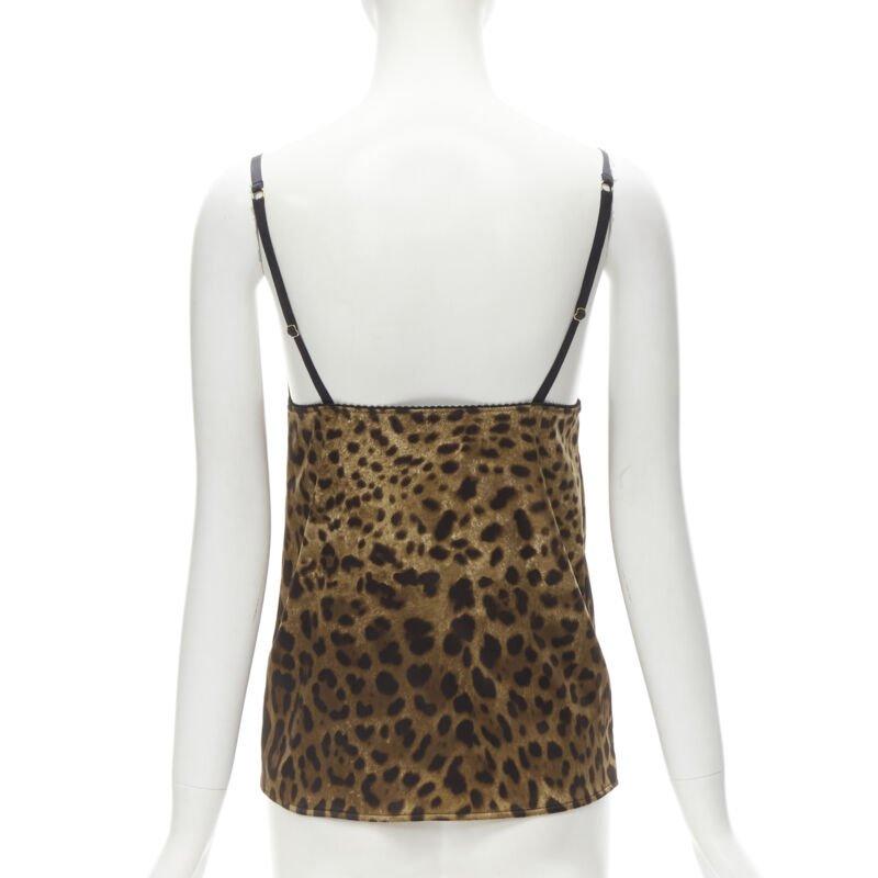 Women's DOLCE GABBANA Vintage Y2K gold DG charm leopard camisole tank top L For Sale