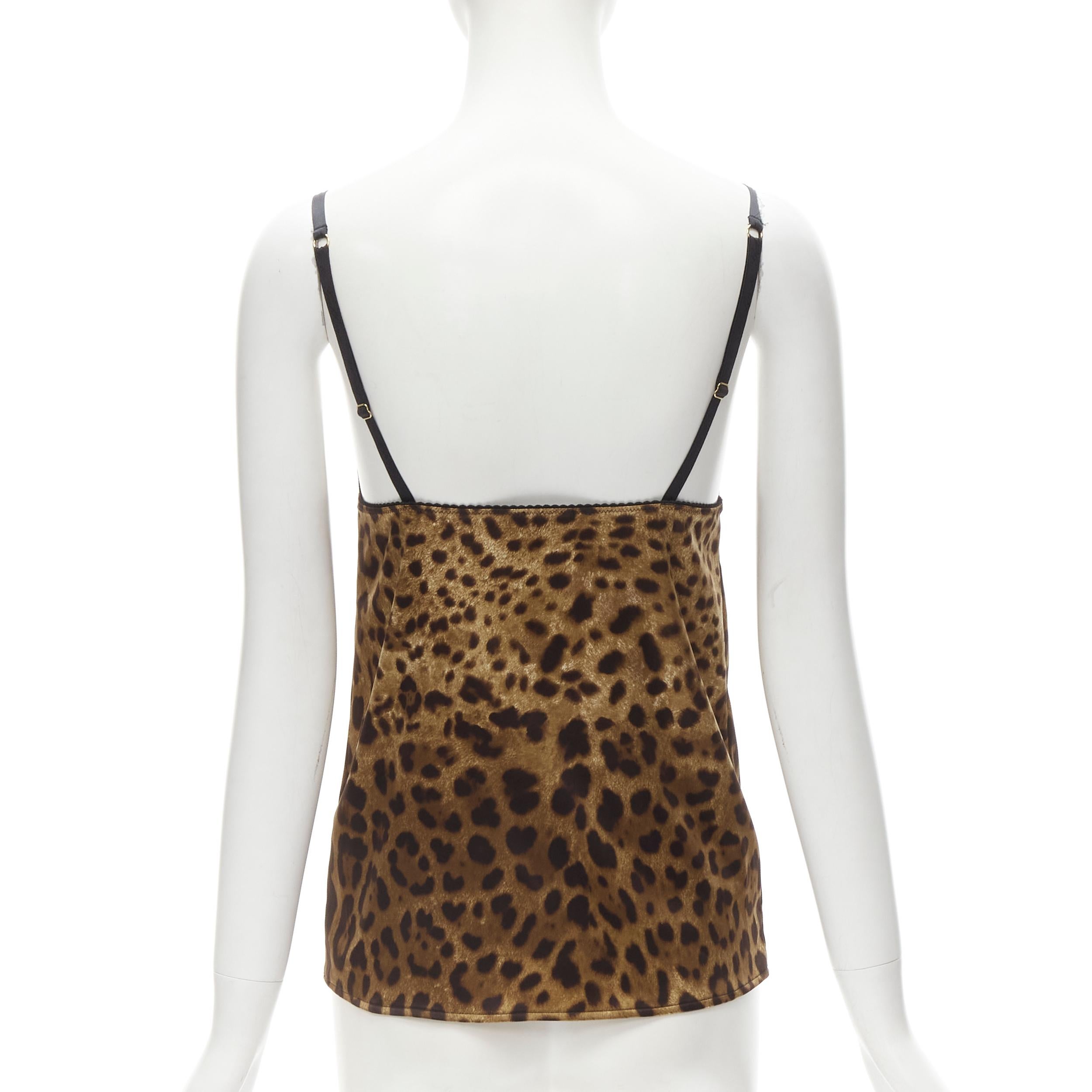 DOLCE GABBANA Vintage Y2K gold DG charm leopard camisole tank top L In Excellent Condition For Sale In Hong Kong, NT