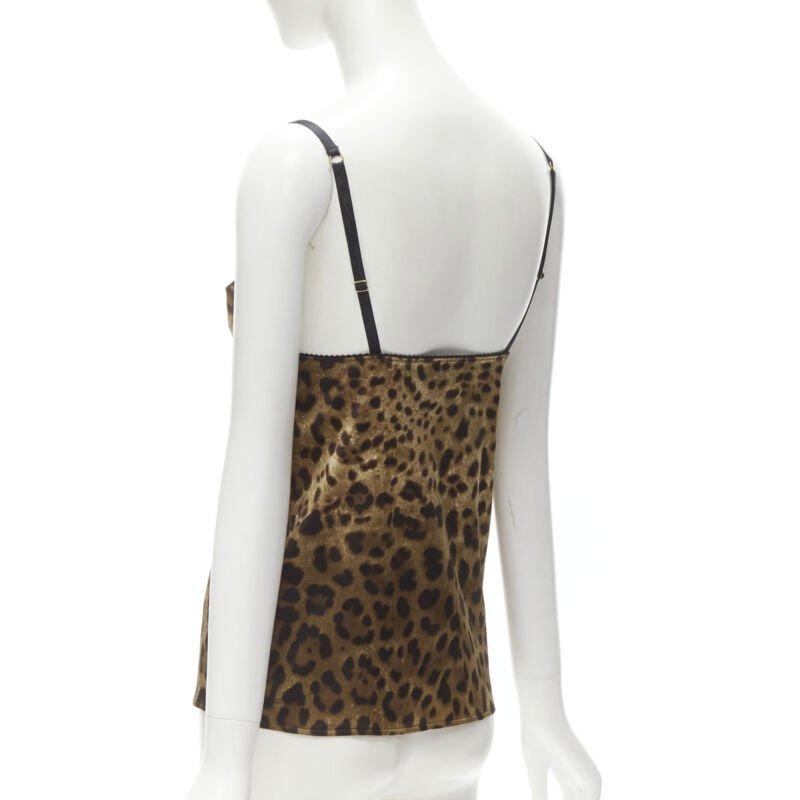 DOLCE GABBANA Vintage Y2K gold DG charm leopard camisole tank top L For Sale 1