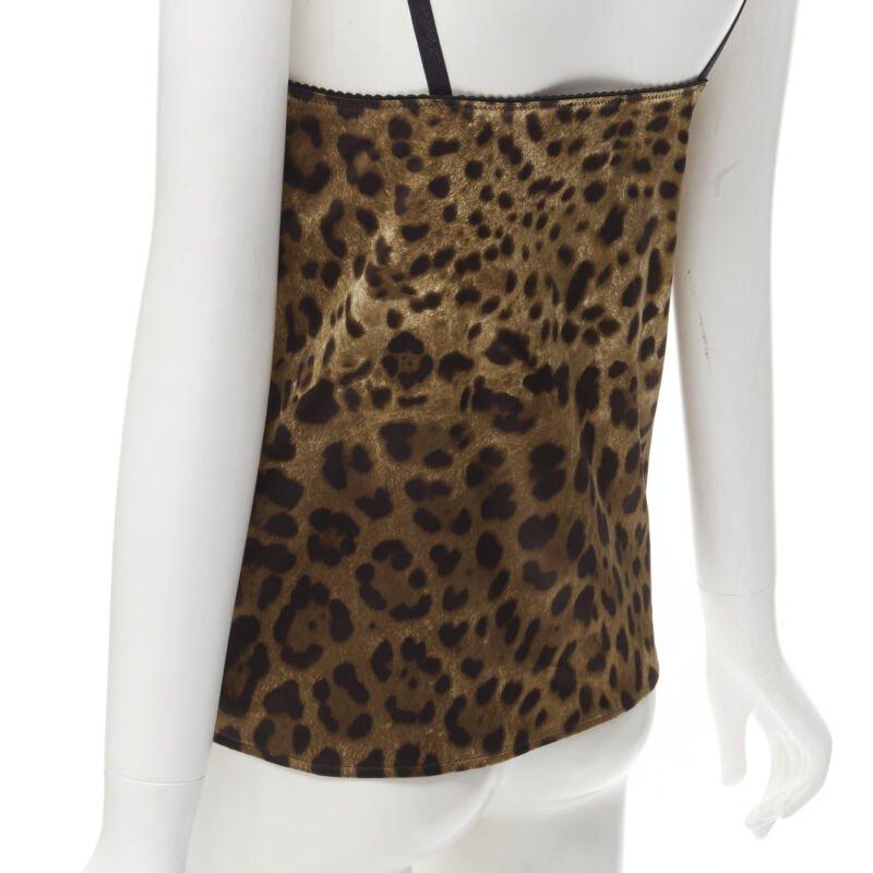 DOLCE GABBANA Vintage Y2K gold DG charm leopard camisole tank top L For Sale 2