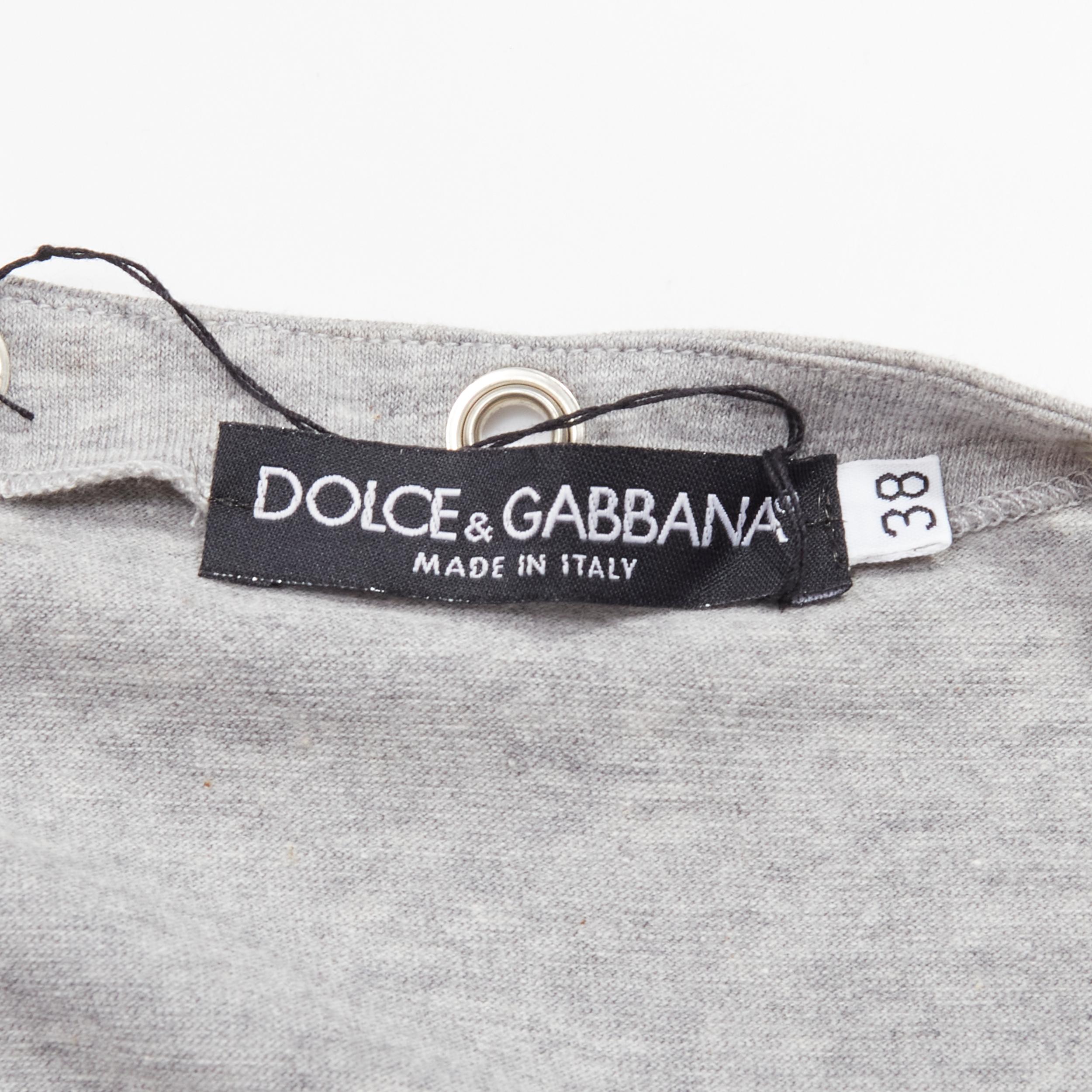 DOLCE GABBANA Vintage Y2K grey logo lace up tank top IT38 XS Kim Kardahian 3