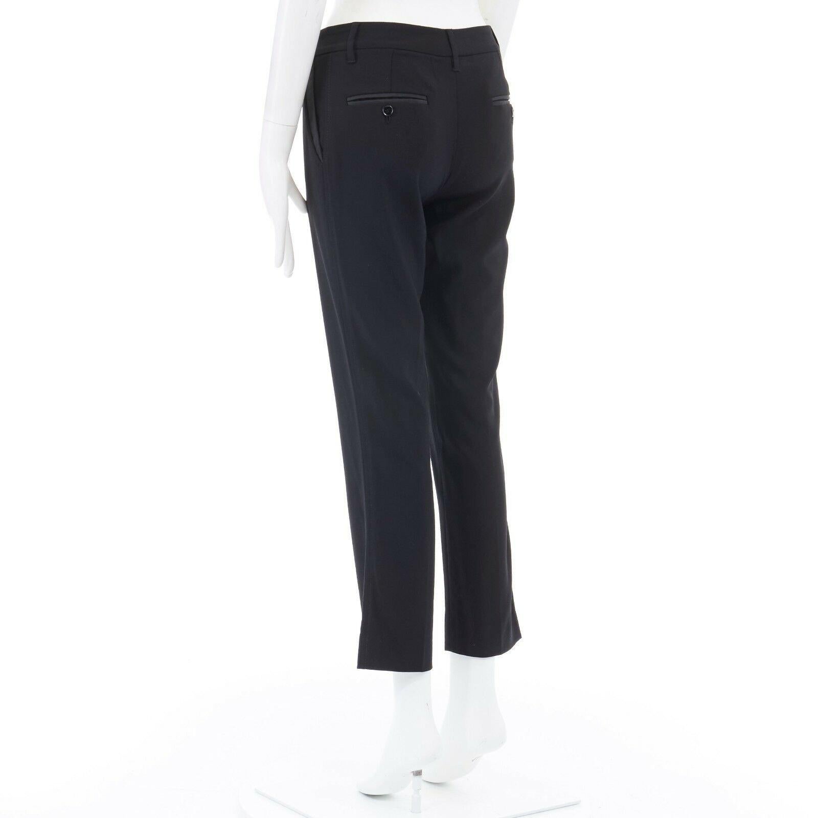 Black DOLCE GABBANA virgin wool blend silk insert pocket design slim trousers IT38