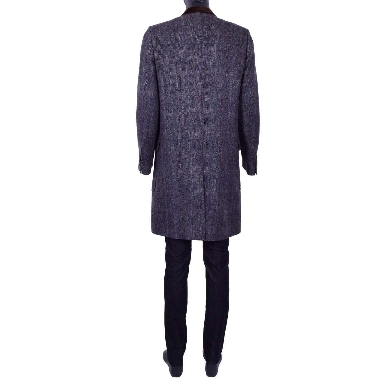 Dolce & Gabbana - Virgin Wool Coat Brown Gray 44 For Sale 1