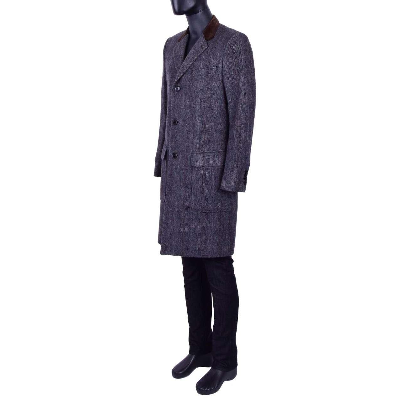 Dolce & Gabbana - Virgin Wool Coat Brown Gray 44 For Sale 2