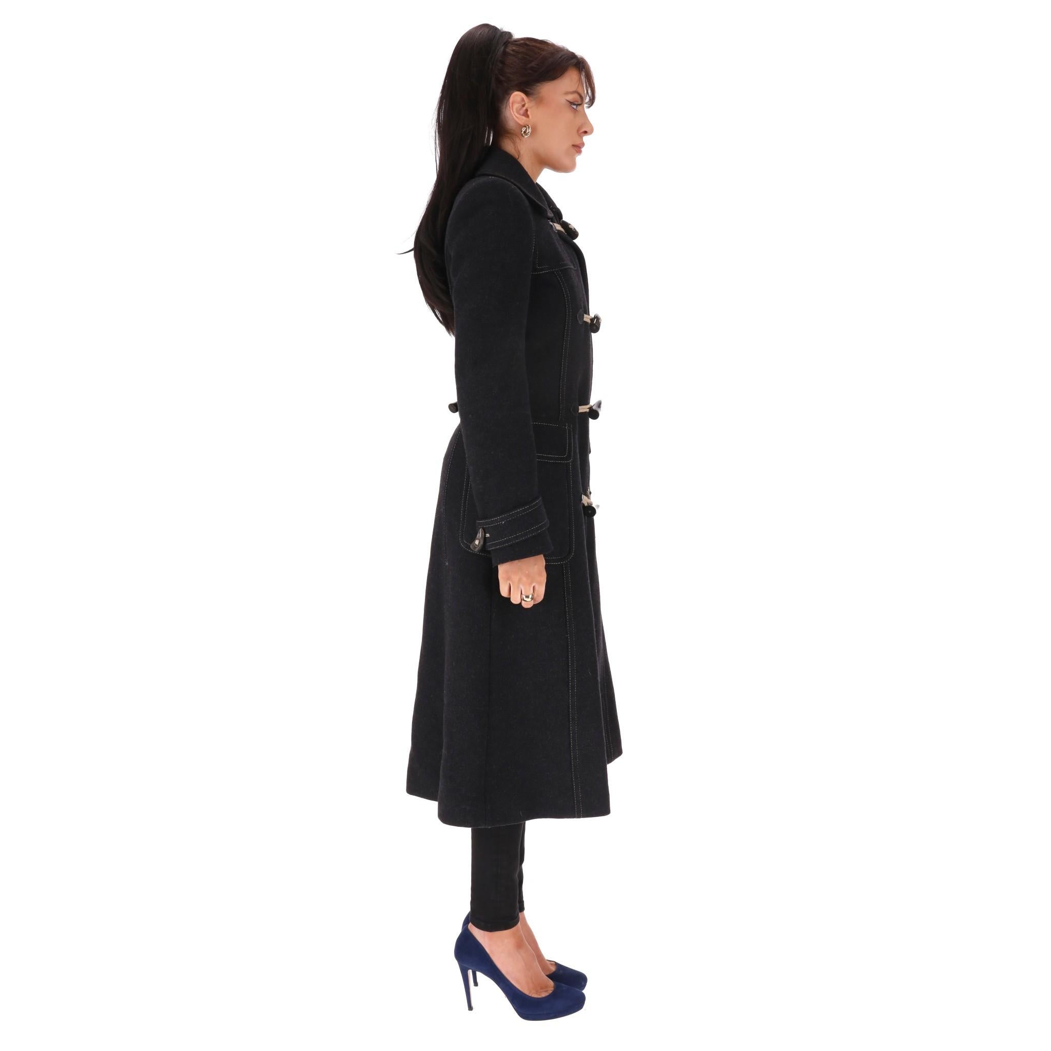 Black Dolce & Gabbana Virgin Wool Duffle Coat For Sale