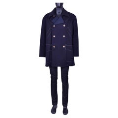 Dolce & Gabbana - Virgin Wool Short Coat Black Blue