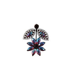 Dolce & Gabbana Vtg 2000s Flower Brooch Red Blue Black Floral Pendant