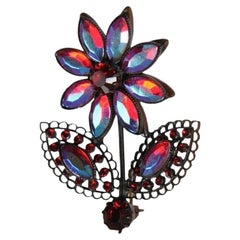 Dolce 
Gabbana Vtg 2000s Flower Brooch Red Blue Black Floral Pendant