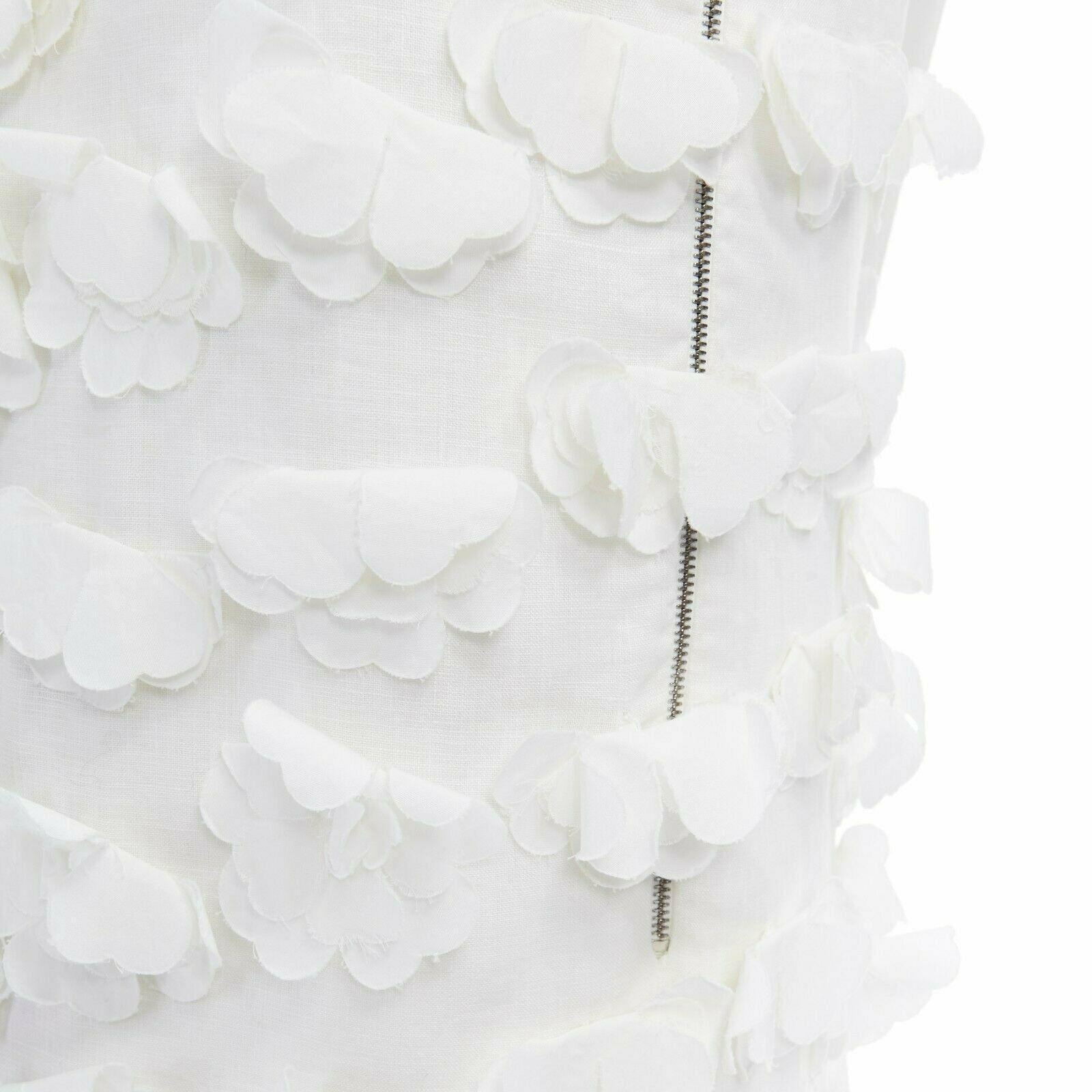 DOLCE GABBANA white 3D floral petal applique black bow sheath dress IT38 US0 XS 4