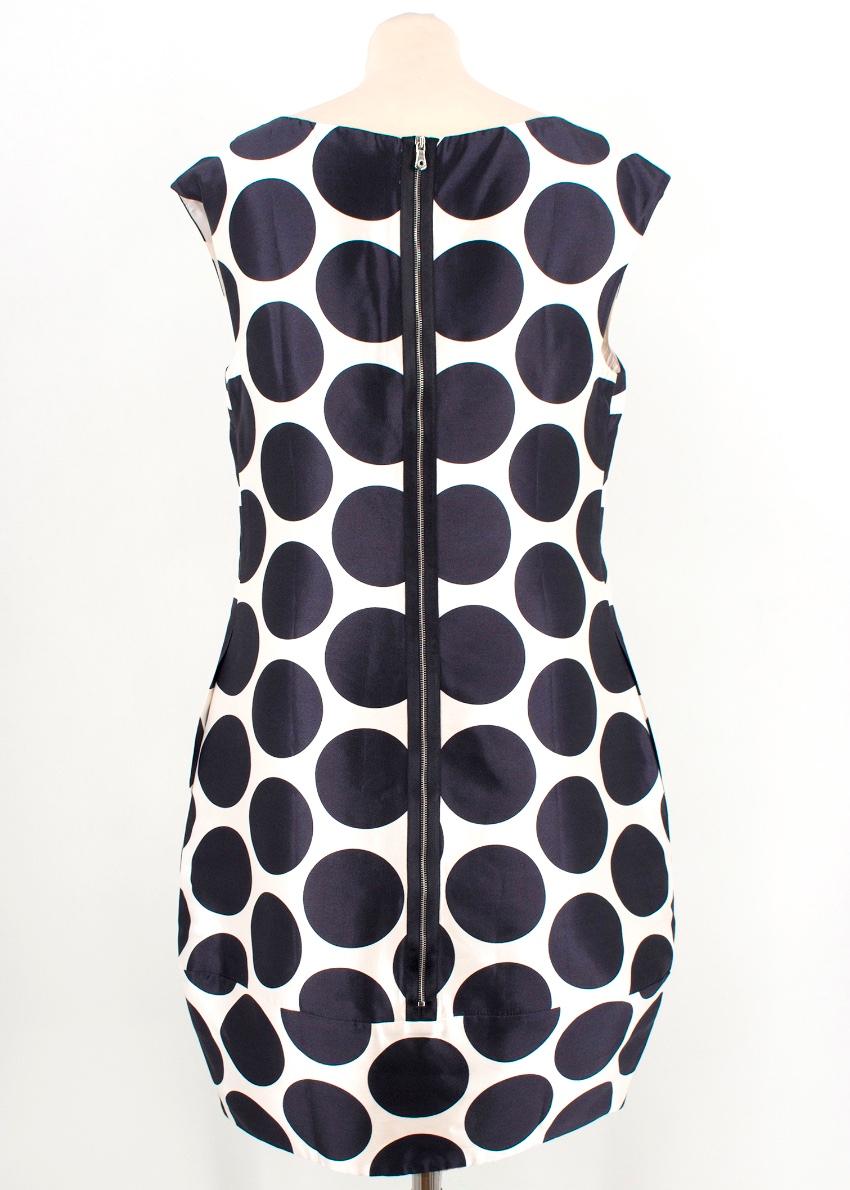 Dolce & Gabbana White and Navy Polka Dot Dress - Size L In Excellent Condition In London, GB