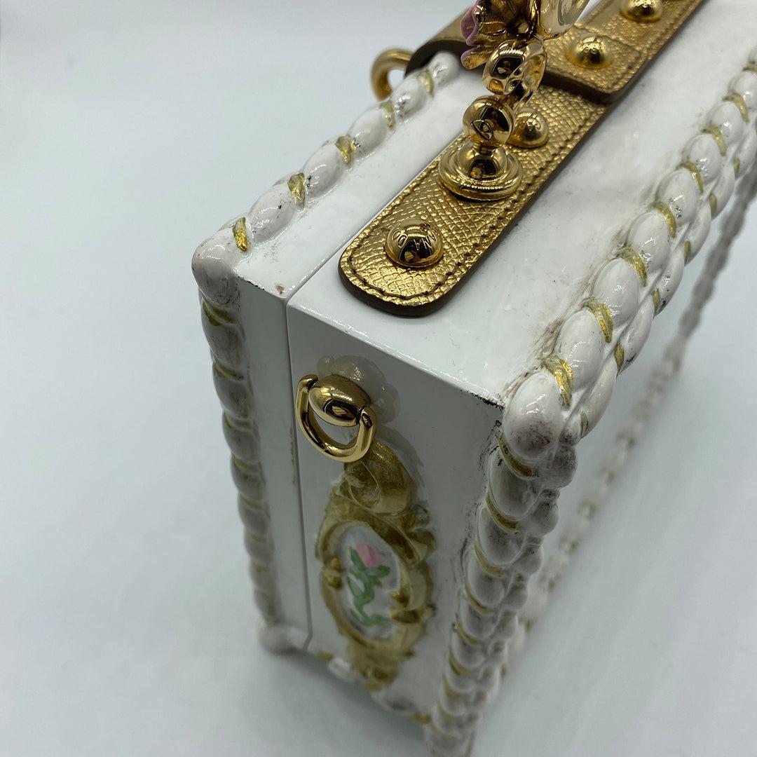 Dolce & Gabbana White and Pink Roses Angel Box Bag Rare 5