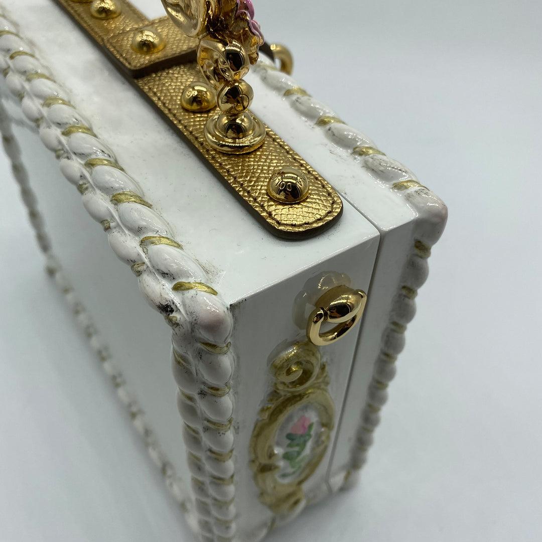 Dolce & Gabbana White and Pink Roses Angel Box Bag Rare 6