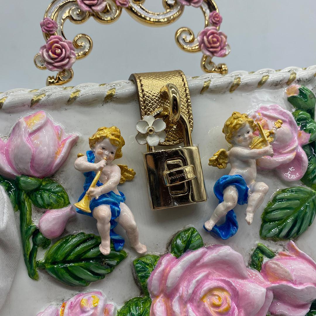 Dolce & Gabbana White and Pink Roses Angel Box Bag Rare 7