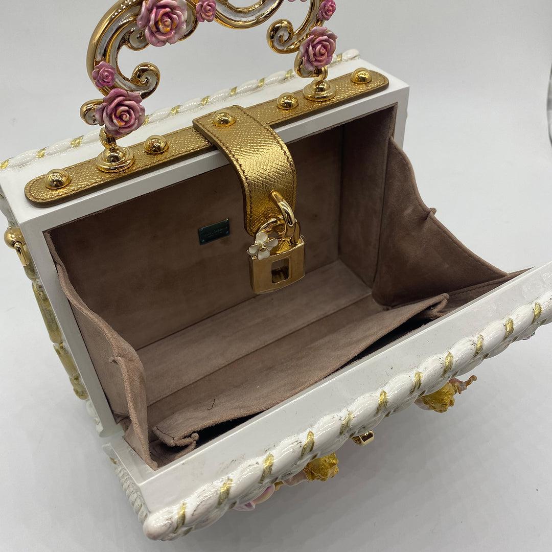 Dolce & Gabbana White and Pink Roses Angel Box Bag Rare 8
