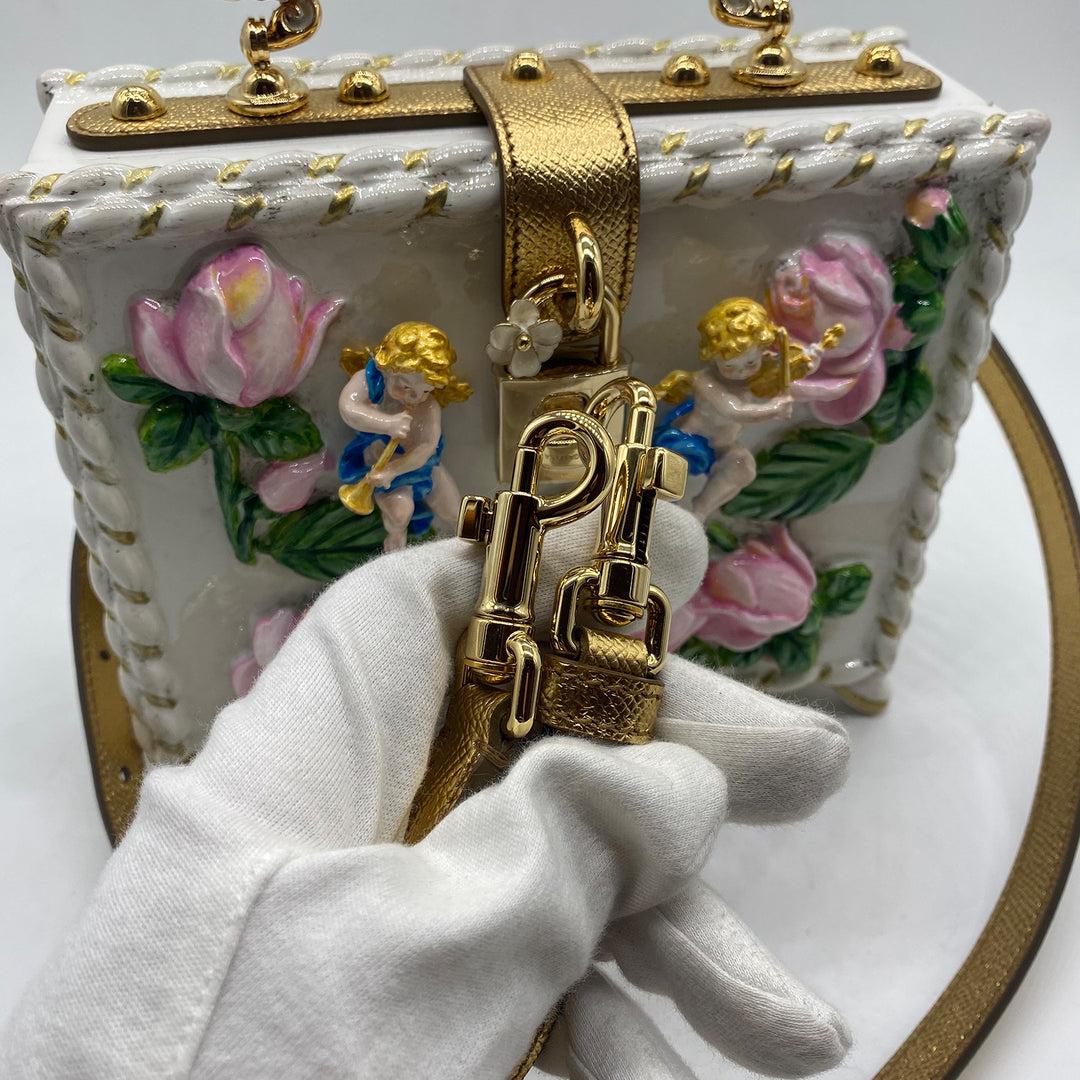Dolce & Gabbana White and Pink Roses Angel Box Bag Rare 10