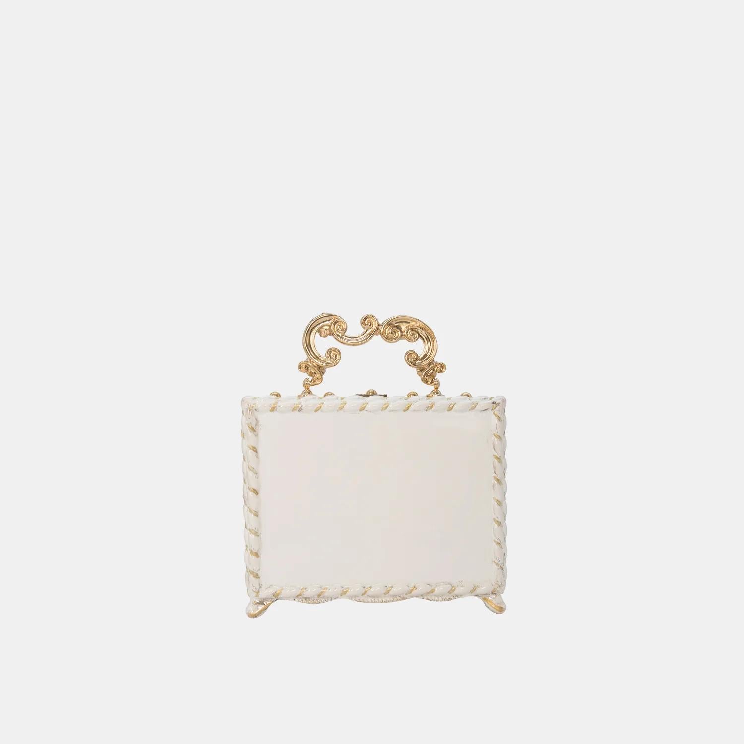 Beige Dolce & Gabbana White and Pink Roses Angel Box Bag Rare