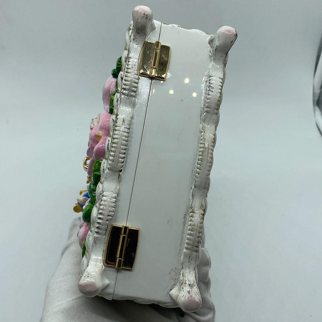 Dolce & Gabbana White and Pink Roses Angel Box Bag Rare In Excellent Condition In London, GB