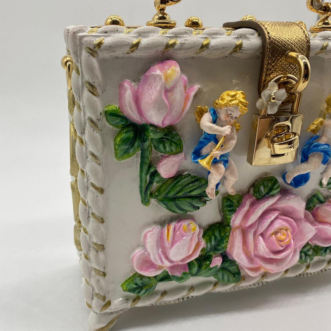 Women's or Men's Dolce & Gabbana White and Pink Roses Angel Box Bag Rare