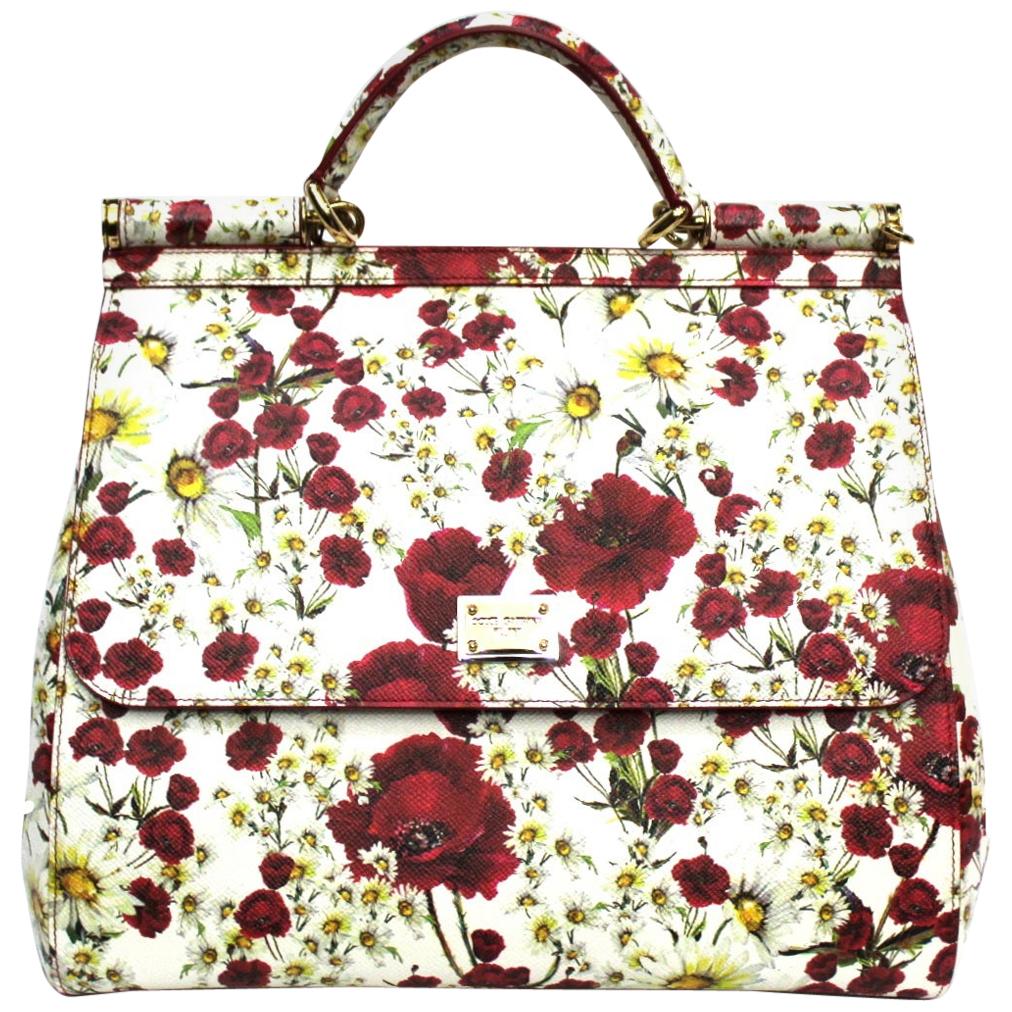 Dolce & Gabbana White and Red Leather Sicily Bag